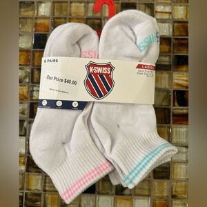NWT K-Swiss 6 Pair Pack Women’s Low Cut Socks~White~Fits Shoe Size 4-10~$28